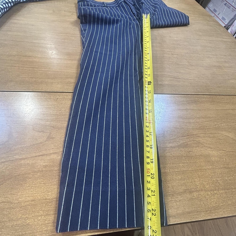 Set 2 Banana Republic Sloan Pants Womens 4 4P Blue Stripe Check Stretch Work - Picture 5 of 12
